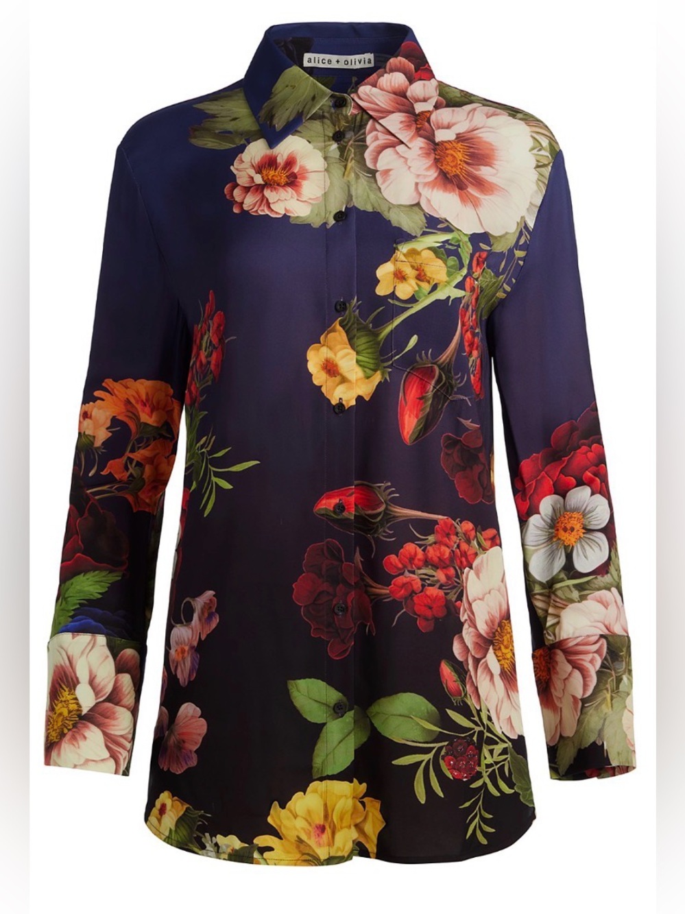 Alice + Olivia Navy Finely Oversized Blouse - Picture 6 of 6